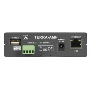 TERRACOM IP Audio Decoder, 2x15w (8ohm)  ind  in/out, RS232, USB, POE